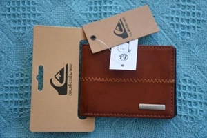QUIKSILVER Tri Fold Stitchy 3. Men's BROWN Faux LEATHER Wallet. New Slim Line - Picture 1 of 1