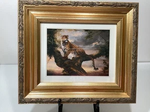 VTG 1988 Print by Silvia Duran *LEOPARD in TREE* Kitchen Leopard in Wood Frame - Picture 1 of 4