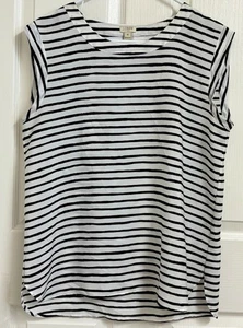 J Crew Women’s Size M Blue White Striped Sleeveless Blouse Top - Picture 1 of 4