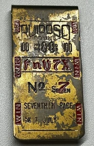 Vintage Horse Racing Ticket FNV7X Money Clip Ruidoso Downs Gold Tone and Red - Picture 1 of 4