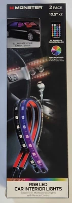 Monster RGB LED Car Interior Lights 2 Pack 10.5" w- Remote Automobile Accessory Foto 1 de 2