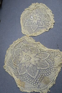 3 Stück Vintage 60er Jahre Handarbeit feine handgestrickte Spitze Tischdecke rund - Bild 1 von 8