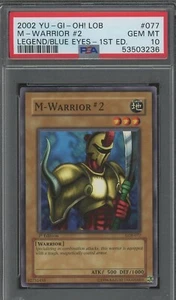 Yugioh 1st Edition M Warrior #2 LOB-077 PSA 10 GEM MINT Blue Eyes White Dragon - Picture 1 of 1
