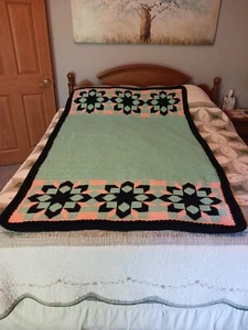afghan blanket Hand Crocheted 72 X 43 - Picture 1 of 7