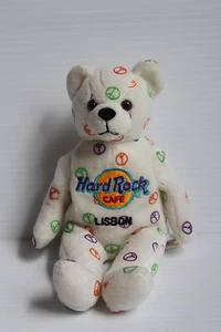 Orsacchiotto HARD ROCK CAFE LISBONA, orsacchiotto Herrington con segni di pace, usato in ottime condizioni - Foto 1 di 5