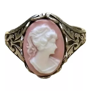 Hermoso anillo camafeo rosa pálido retrato blanco estilo vintage para mujer - talla 8 ❤️ - Imagen 1 de 8