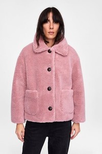 zara pink teddy jacket