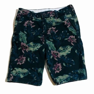 ABERCROMBIE KIDS Boys Black Floral Camo Flat Front Twill Shorts I Size 13-14 - Picture 1 of 9