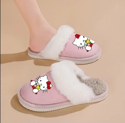 Zapatillas Hello Kitty Slides, zapatillas de felpa Sanrio, rosa talla (5) Foto 1 de 2