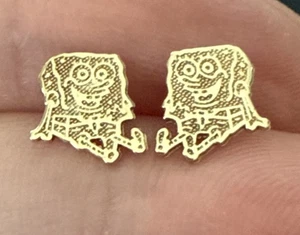 SELTENE 10K Gelbgold JCM SpongeBob Schwammkopf Ohrstecker *schwer zu finden* - Bild 1 von 10