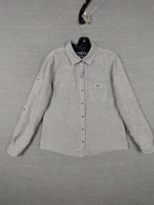 Dovetail Womens Shirt Medium Gray Button Up Roll Tab Workwear Casual Gorp - Picture 1 of 10