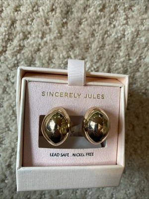 Pendientes perforados sinceramente Jules sin plomo y níquel tono dorado nuevos en caja. Nunca usado Foto 1 de 4