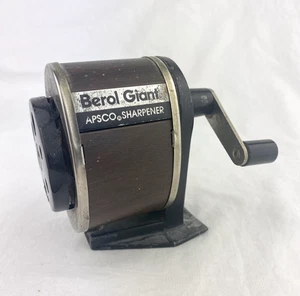 Vintage Apsco Wall / Desk Mount Berol Giant Sharpener Wood Grain 6 Hole made USA - Picture 1 of 12