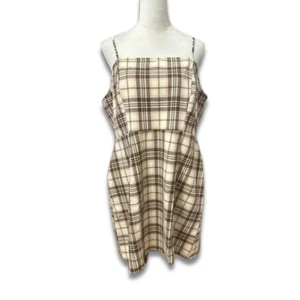 BP A-Linien Kleid Karomuster dehnbar über Knie Reißverschluss elfenbein W 1X neu ohne Etikett - Bild 1 von 8
