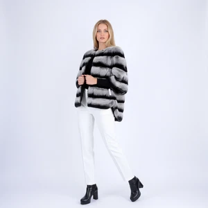 1070 Real Rex Rabbit Fur Genuine Luxury Elegant Jacket Orylac Chinchilla Look - Picture 1 of 4