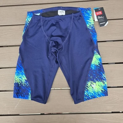 TYR Durafast PERSEUS Boys Mens Jammer  Blue Green Swimwear Swimsuit Sz 30 New - Image 1 of 3
