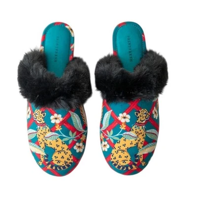 Zapatillas PrintFresh de terciopelo de piel sintética en Royal Cheetah talla 9 Foto 1 de 4