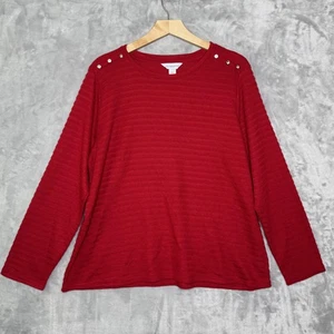 Liz Claiborne Sweater Womens 2XL Textured Long Sleeve Rhinestone Button Pullover - Picture 1 of 11
