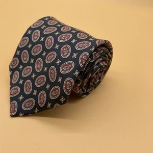 Boston Trader Silk Tie Blue Red Paisley Geometric Men Necktie 56 x 3.75 - Picture 1 of 6