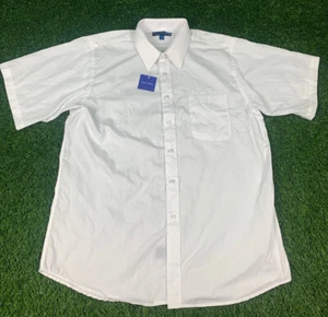 Camisa de vestir para hombre exclusiva con botones blanca manga corta nueva con etiquetas talla 16 D30 - Imagen 1 de 9