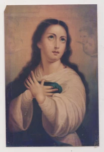 Hermosa tarjeta religiosa victoriana de la Inmaculada Concepción de los años 1870-80 - Imagen 1 de 2