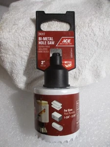 HOLESAW BI-METAL 2" HOLE SAW # 24317 ACE BI-METAL HOLE SAW EZE SLOT 2" NEW - Picture 1 of 10