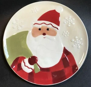 Christmas Santa 10" Serving Platter Cookie Plate Canape' Decor Eve - Picture 1 of 2