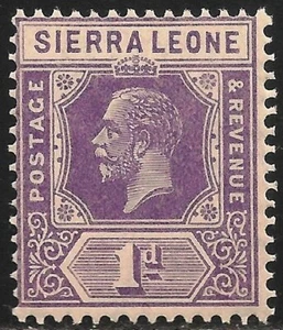 Sierra Leone #123 (A8) (SG #132a) FVF MVLH - 1926 1p King George V - Picture 1 of 1