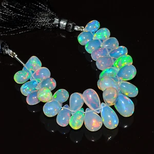 Opal Beads, Ethiopian Opal Gemstone Teradrop Beads, Opal Briolettes, 55 Ct R-513 - Picture 1 of 2