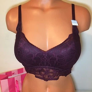 PINK  Victorias Secret S (D-DD)  Lace Padded Push Up  Bralette Color Maroon - Picture 1 of 4