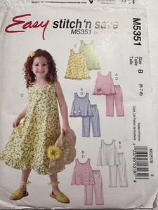McCalls Easy Stitch 'n Save M5351 Child Dress Pants Top Uncut Pattern Sz 6-8 - Picture 1 of 2