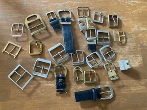 Vintage Mixed Belt Lot 25 Belt Buckles Slides Clasps Metal Plastic Art Deco - Picture 1 of 4