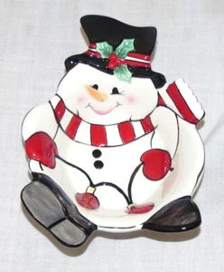 Fitz & Floyd Cheers Snowman Candy Dish - Excellent - Picture 1 of 3