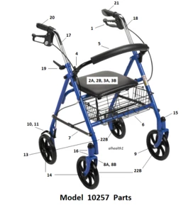 DRIVE 10257 Medical Rollator Factory Replacement Parts - Picture 1 of 48