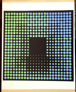 Litografía a color vintage diseño pop op art página recortada del calendario Dumont Art 1971 - Imagen 1 de 7