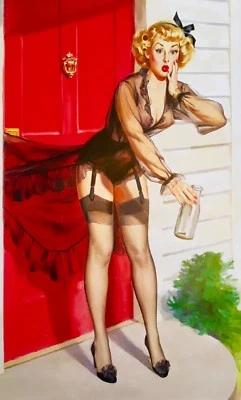 VENTA PINUP 8X11 SORPRESA Vintage FF COSTURA MEDIAS LENCERÍA Pin-Up ILUSTRACIÓN Foto 1 de 4