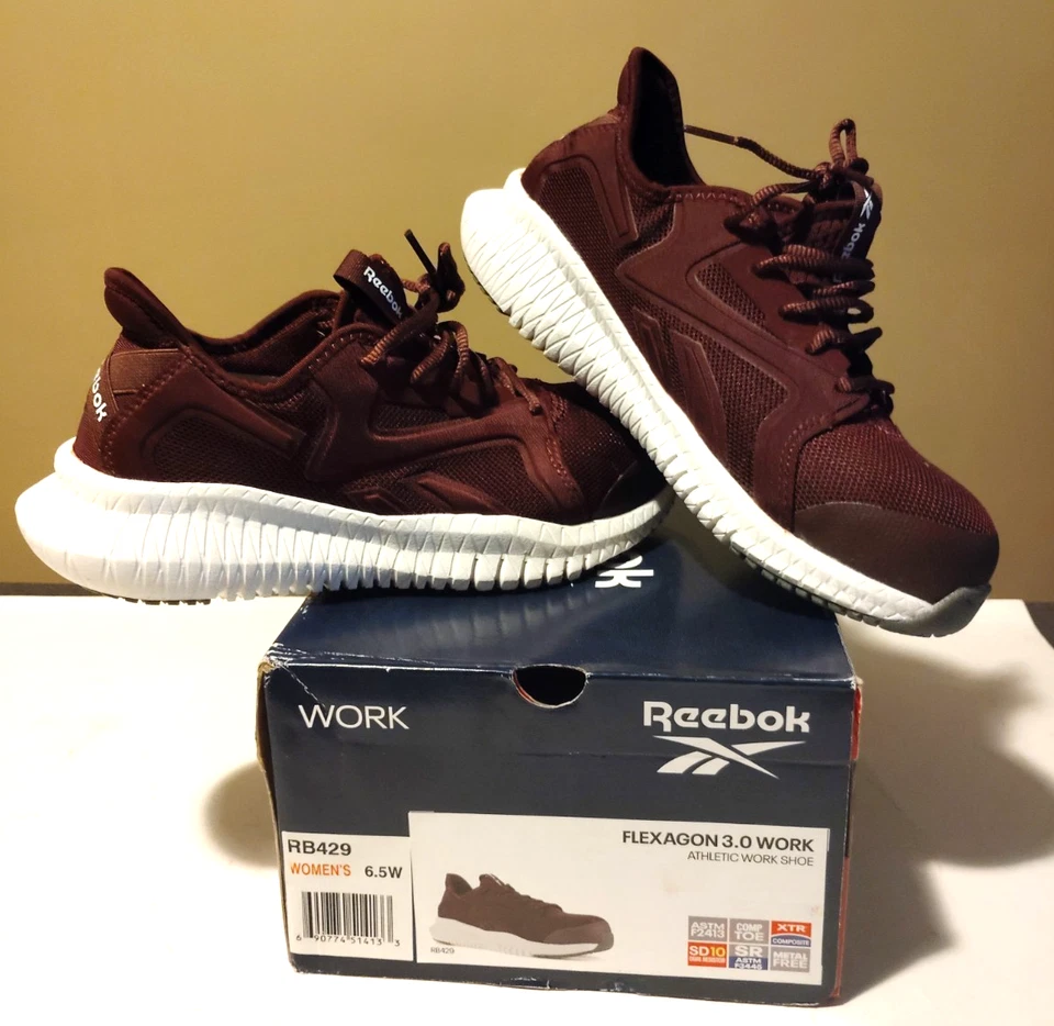NUEVO ZAPATO DEPORTIVO REEBOK FLEXAGON 3.0 TRABAJO MUJER Talla 6.5 W Borgoña RB429 Foto 1 de 4