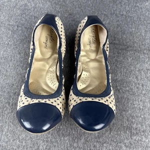 Dexflex Comfort Ballet Shoes Size 7 Beige Blue Synthetic Slip On, Patent Toe - Picture 1 of 10
