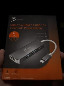 j5create, USB-C auf HDMI & USB 3.1 2-Port mit Power Delivery, JCD371 - Bild 1 von 3