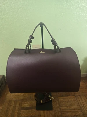 Bolso Cartera Nardelli Italia Cuero Ciruela Rápido Bolso de Mano Gamuza con Correa - Nuevo sin Etiquetas Foto 1 de 4