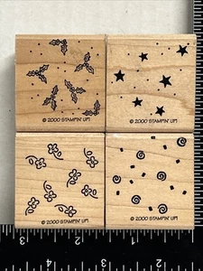 Juego básico de 4 estampillas de goma de madera montadas para estampar fondo - Imagen 1 de 4