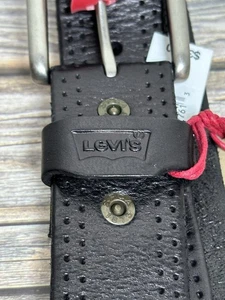 Cinturón de cuero Levi’s para hombre talla 30-32 pequeño negro plateado hebilla - Imagen 1 de 17