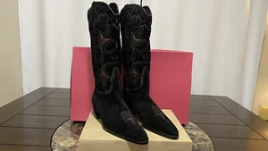 Stivali da cowgirl vintage donna Vaneli neri western JESSOP con ritagli taglia 8M mai indossati - Foto 1 di 22