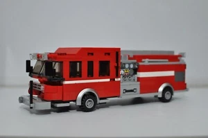 Fire Truck Engine Rescue Red Rescue 1 Custom Model compatible With LEGO® Bricks - Picture 1 of 5