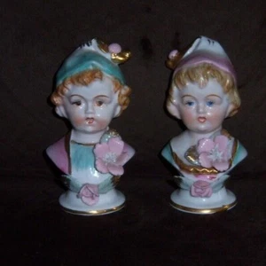 Vintage Ucagco Victorian Man and Woman Head Bust Salt and Pepper Shakers Set - Picture 1 of 3