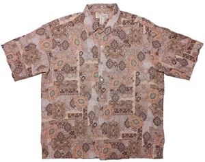 TORI RICHARD Men's Hawaiian Camp Shirt Made USA Brown Rust Paisley XL - Picture 1 of 7