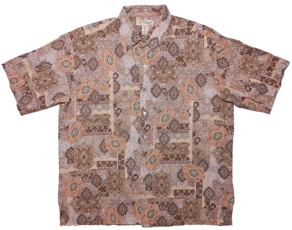 Camisa de campamento hawaiana para hombre TORI RICHARD hecha en EE. UU. marrón óxido cachemir XL Foto 1 de 4
