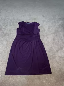 Lauren Ralph Lauren 16 lila ärmelloses Kleid Faux Wickel gefüttert dehnbar - Bild 1 von 7
