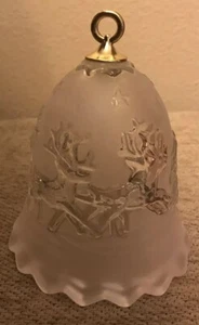Mikasa Glass Christmas Bell Ornament "Silent Night" Santa & Reindeer 5 1/4” - Picture 1 of 4