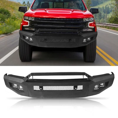 Fits 19 20 21 Chevrolet Silverado 1500 Front Bumper Armour Black Carbon Steel - Image 1 of 4